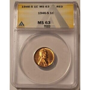 1946 S Lincoln Wheat Cent MS63 RED ANACS